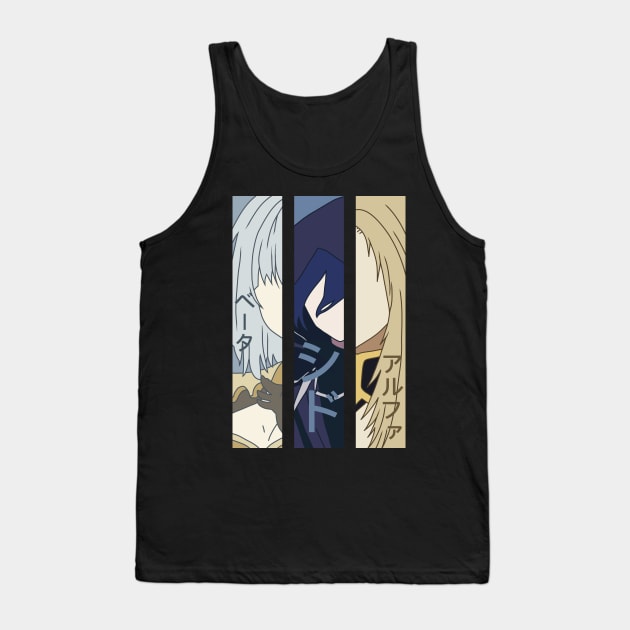 The Eminence in Shadow Main Characters - Appearances of Cid Kagenou Alpha and Beta in Minimalist Style With Japanese Kanji Text Tank Top by Animangapoi
